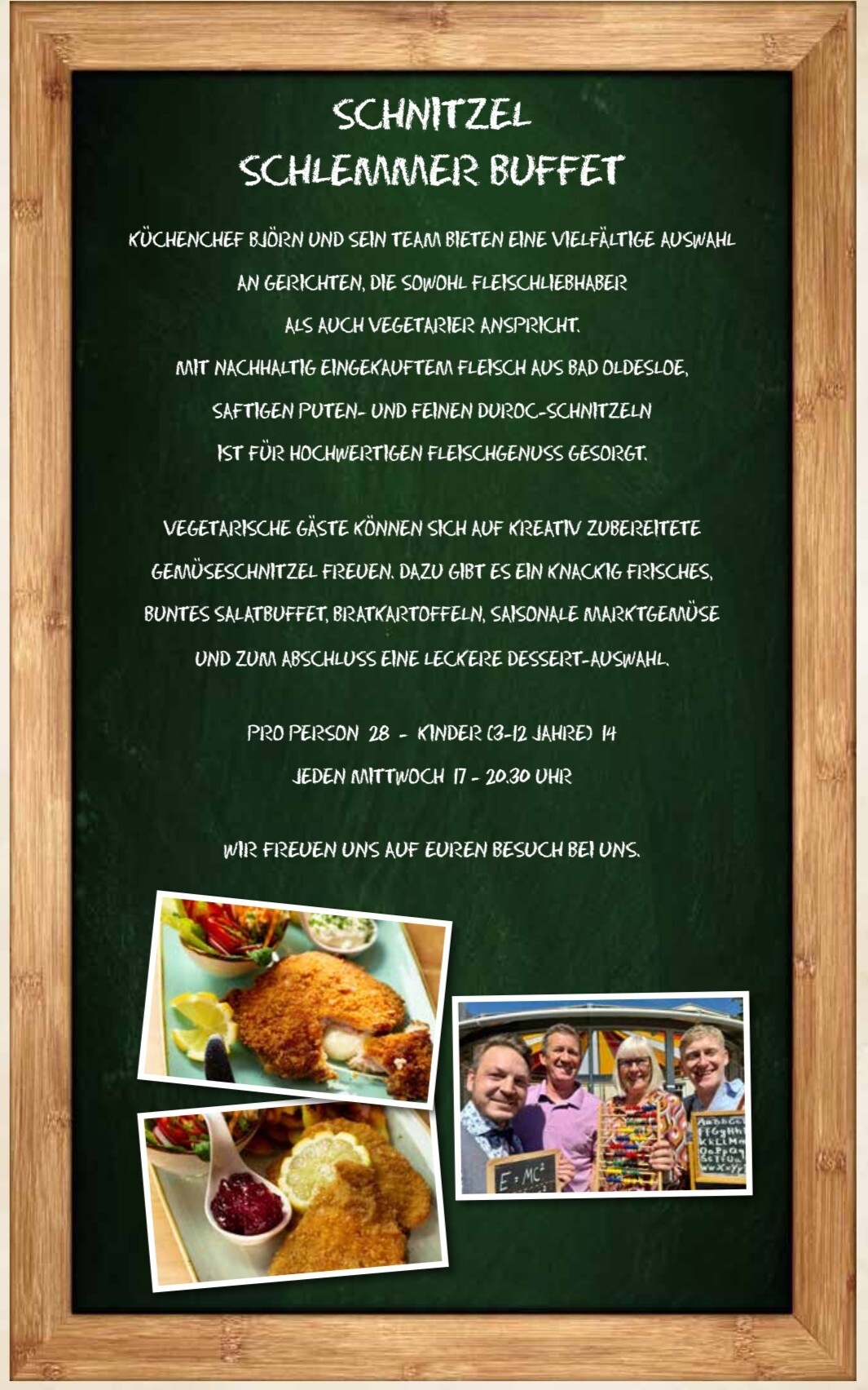 Restaurant Klassenzimmer Unser Schnitzel-Schlemmer-Buffet jeden Mittwoch  