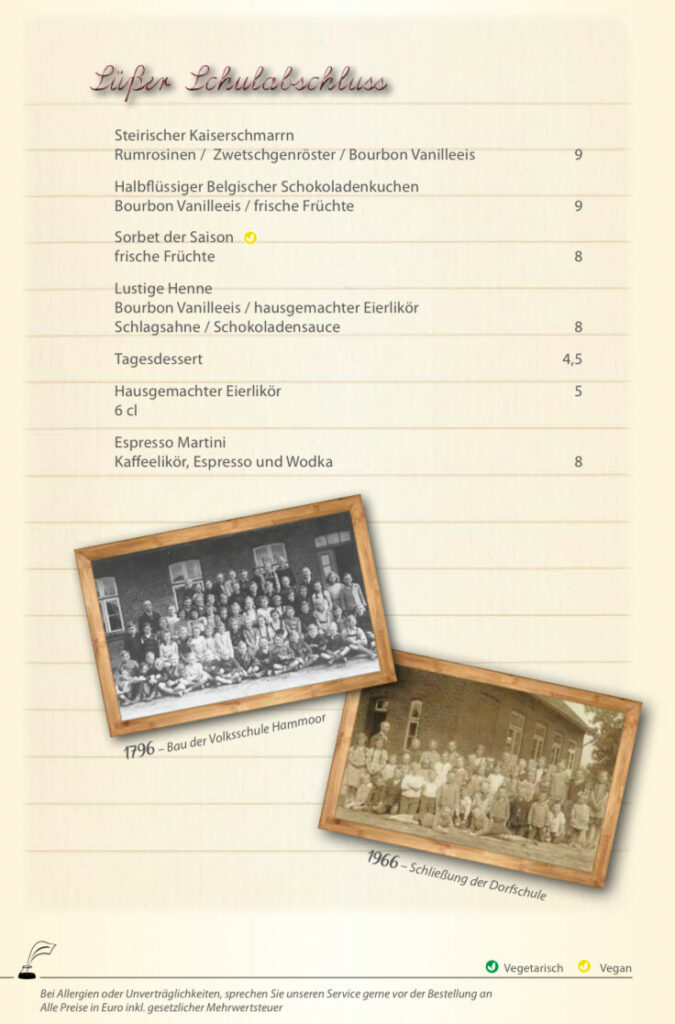 Restaurant Klassenzimmer Speisekarte Restaurant Klassenzimmer Speisekarte