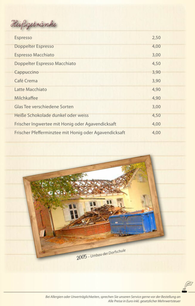 Restaurant Klassenzimmer Speisekarte Restaurant Klassenzimmer Speisekarte