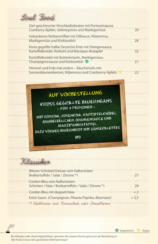 Restaurant Klassenzimmer Speisekarte Restaurant Klassenzimmer Speisekarte