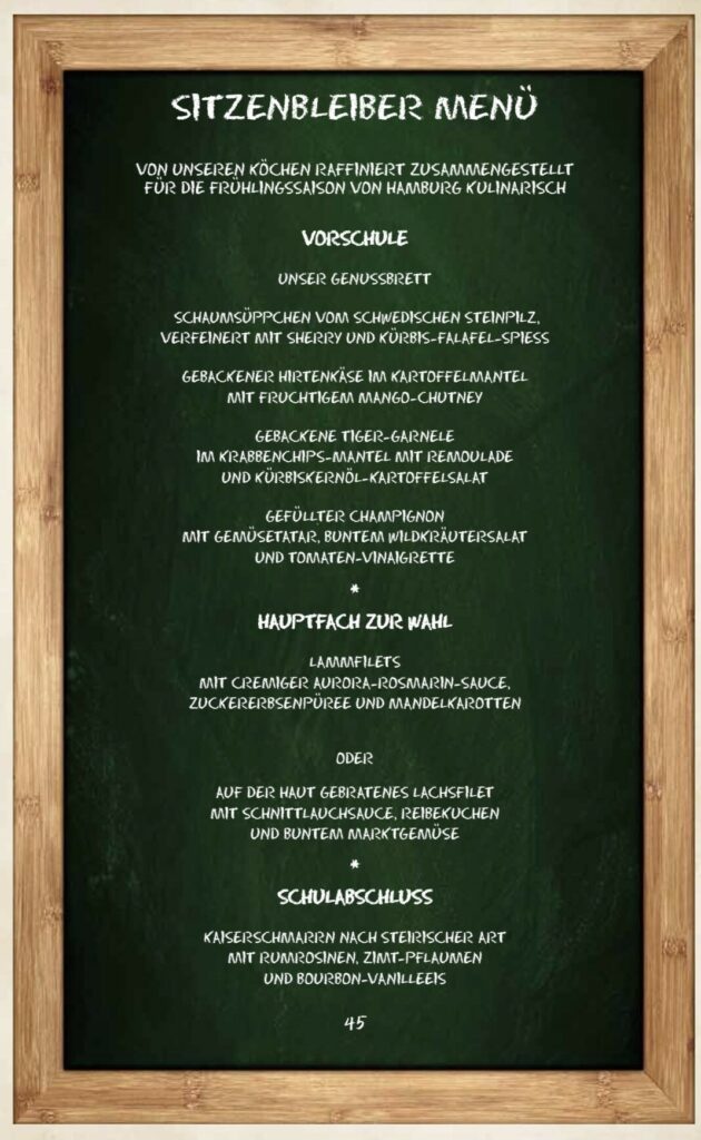 Restaurant Klassenzimmer Speisekarte Restaurant Klassenzimmer Speisekarte