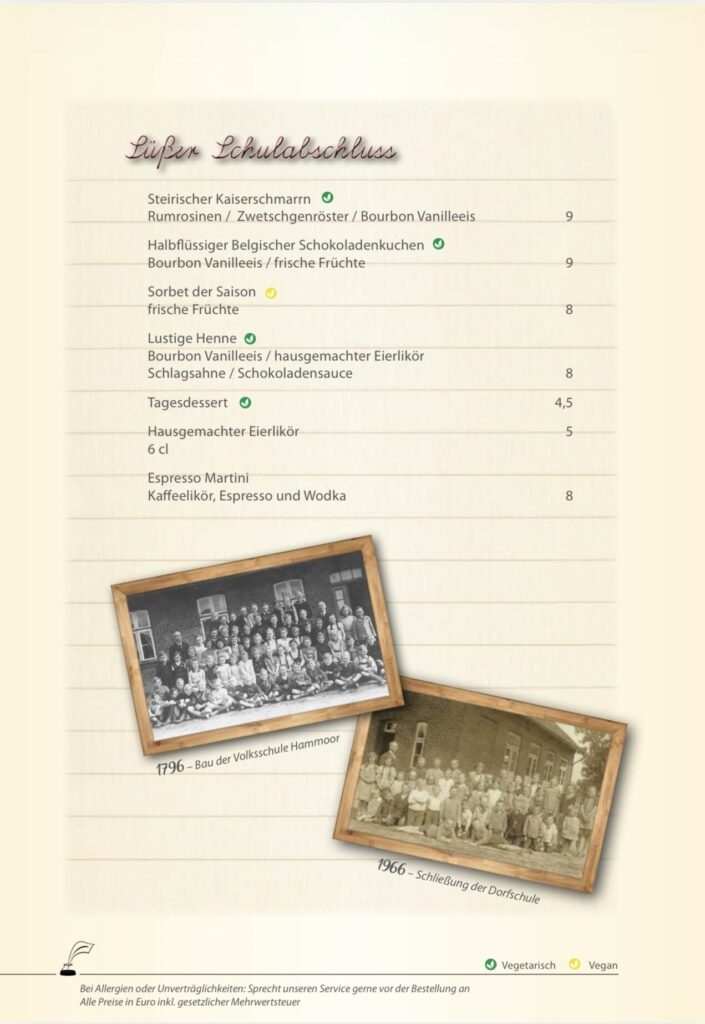 Restaurant Klassenzimmer Speisekarte Restaurant Klassenzimmer Speisekarte
