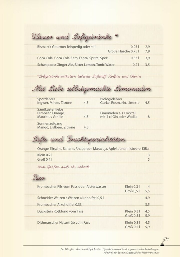 Restaurant Klassenzimmer Speisekarte Restaurant Klassenzimmer Speisekarte